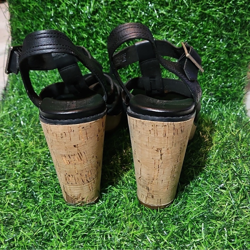 Timberland Black Cork Platform Sandals View 4